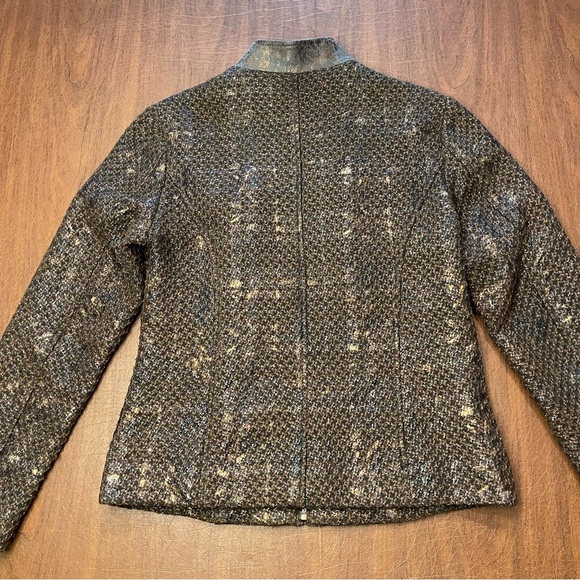 Chico’s Women’s Brown Metallic Tweed Zip Front Lined Jacket Blazer Size 0 S/4 - Picture 8 of 15